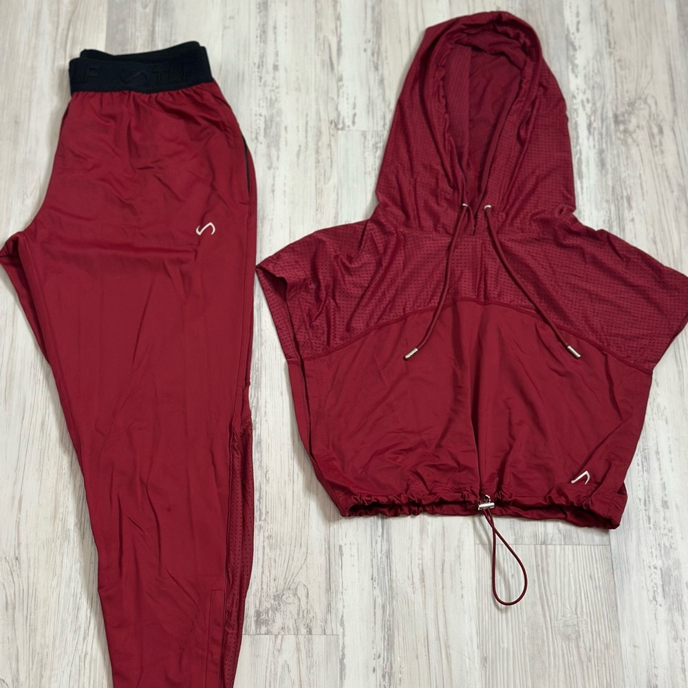 Women’s Maroon Track Pants & Hooded Jogger Set